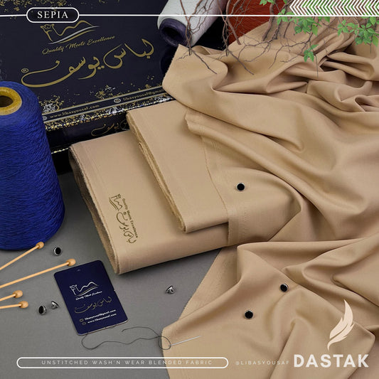 DASTAK - LUXURIOUS WASH'N WEAR - UNSTITCHED - SEPIA
