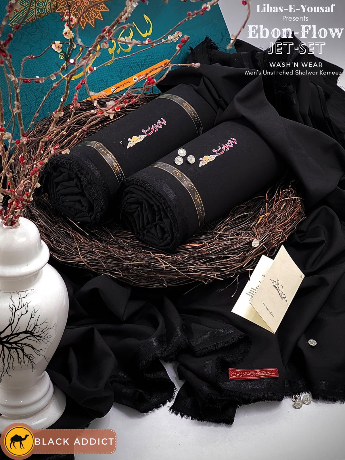 Libas-E-Yousaf EBON FLOW Luxury BLACK Wash & Wear