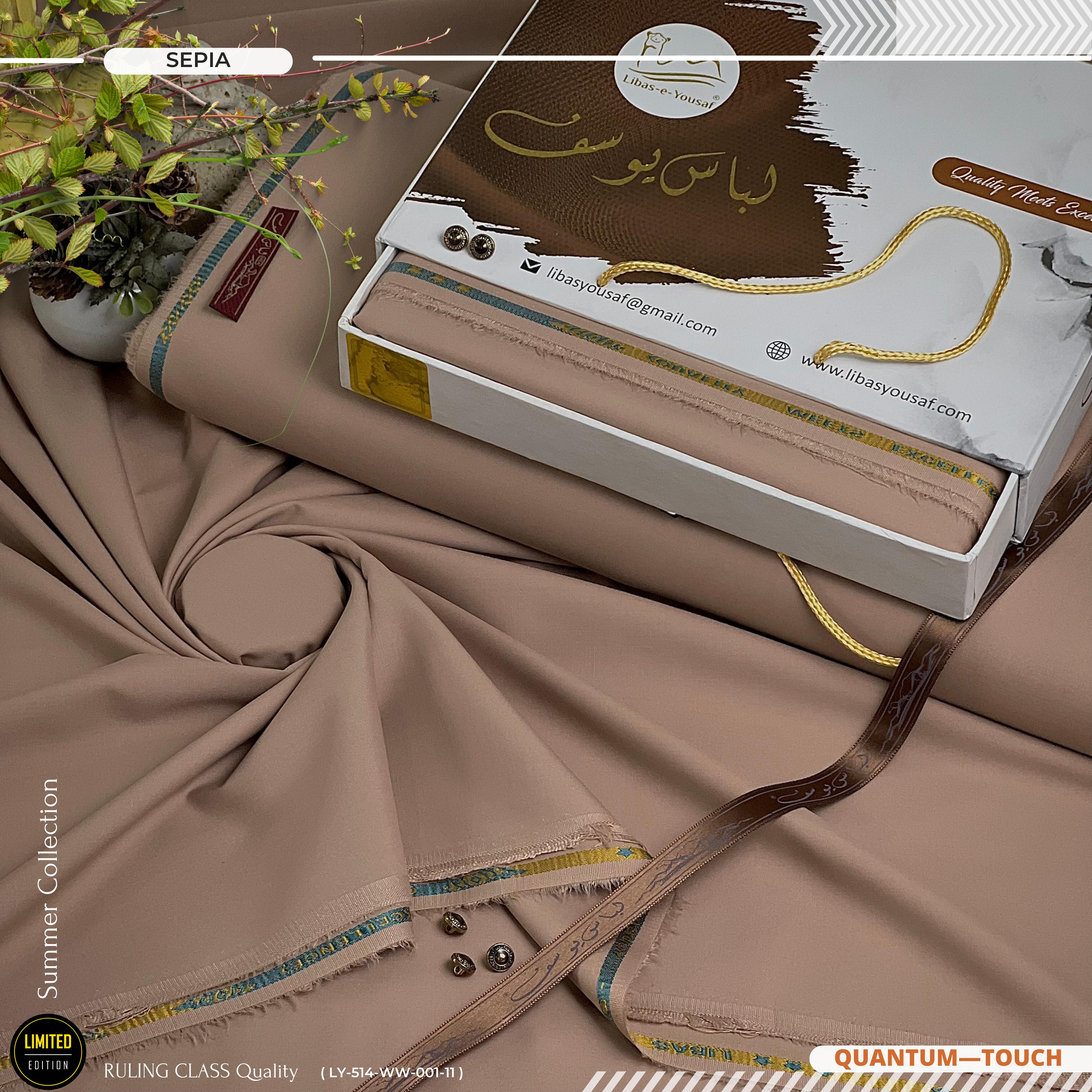 Quantum Touch Wash & Wear ( Unstitched ) ( SEPIA )