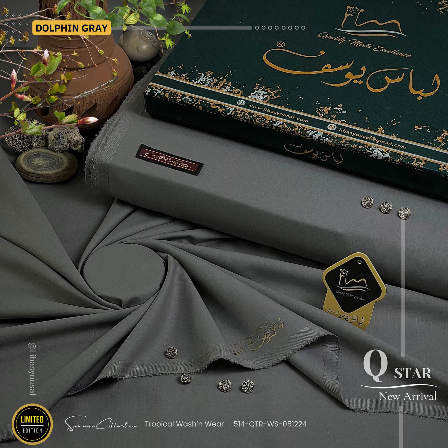 Q Star Wash & Wear Summer ( Unstitched ) ( DOLPHIN GRAY )