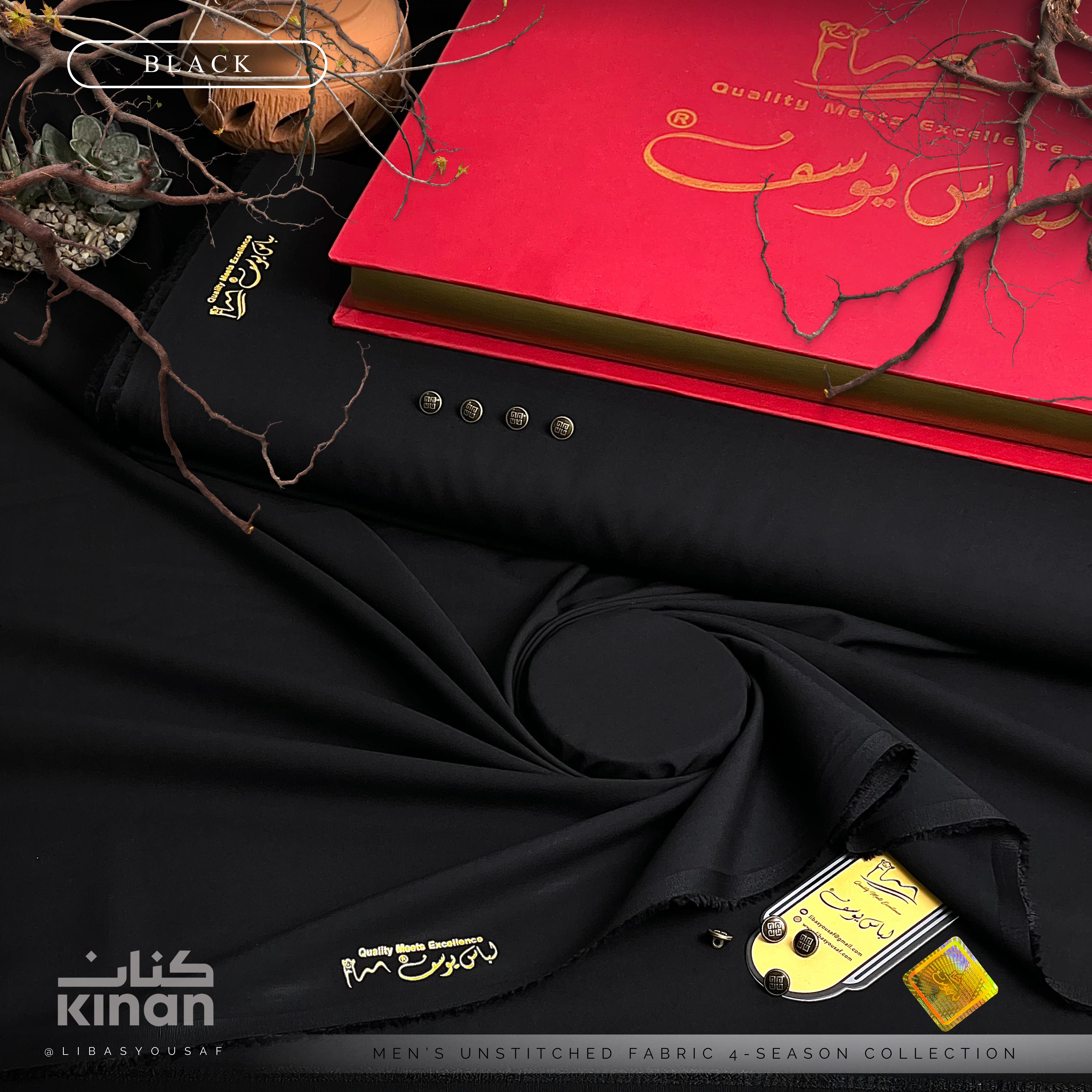 Kinan | Crafted by Libas e Yousaf | Wash & Wear | Four Season | Royal Black