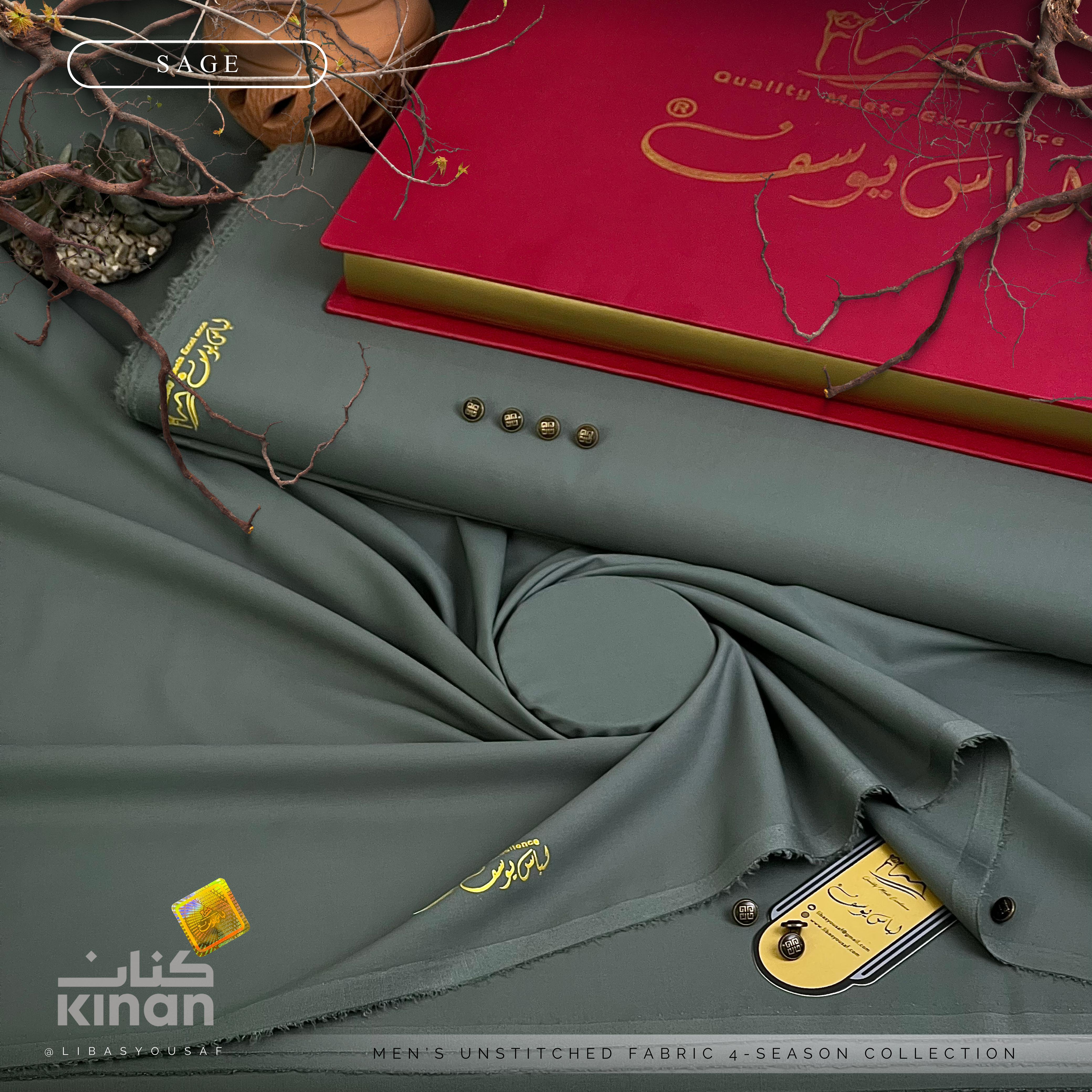 Kinan | Crafted by Libas e Yousaf | Wash & Wear | Four Season | Sage