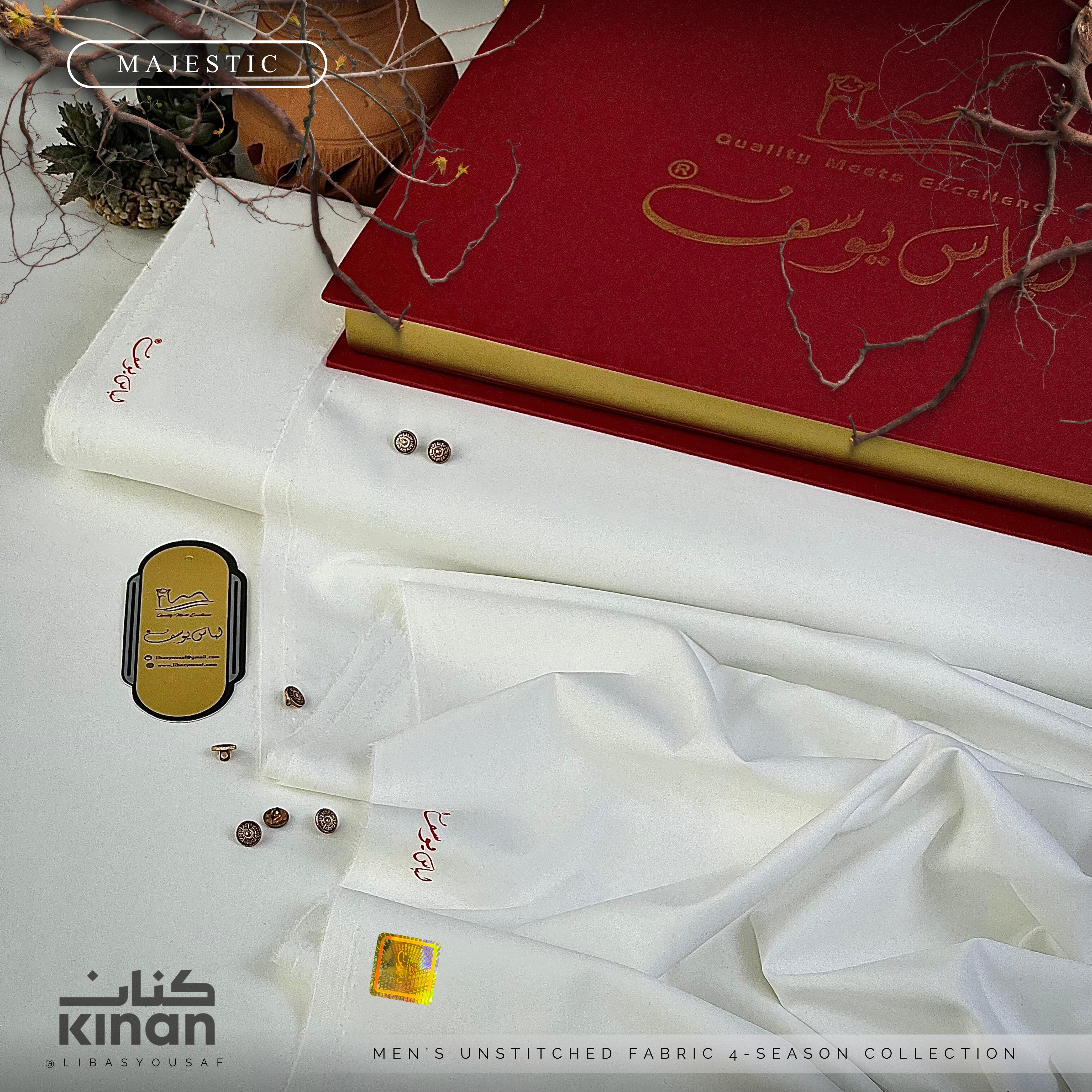 Kinan | Crafted by Libas e Yousaf | Wash & Wear | Four Season | Majestic ( Off White )