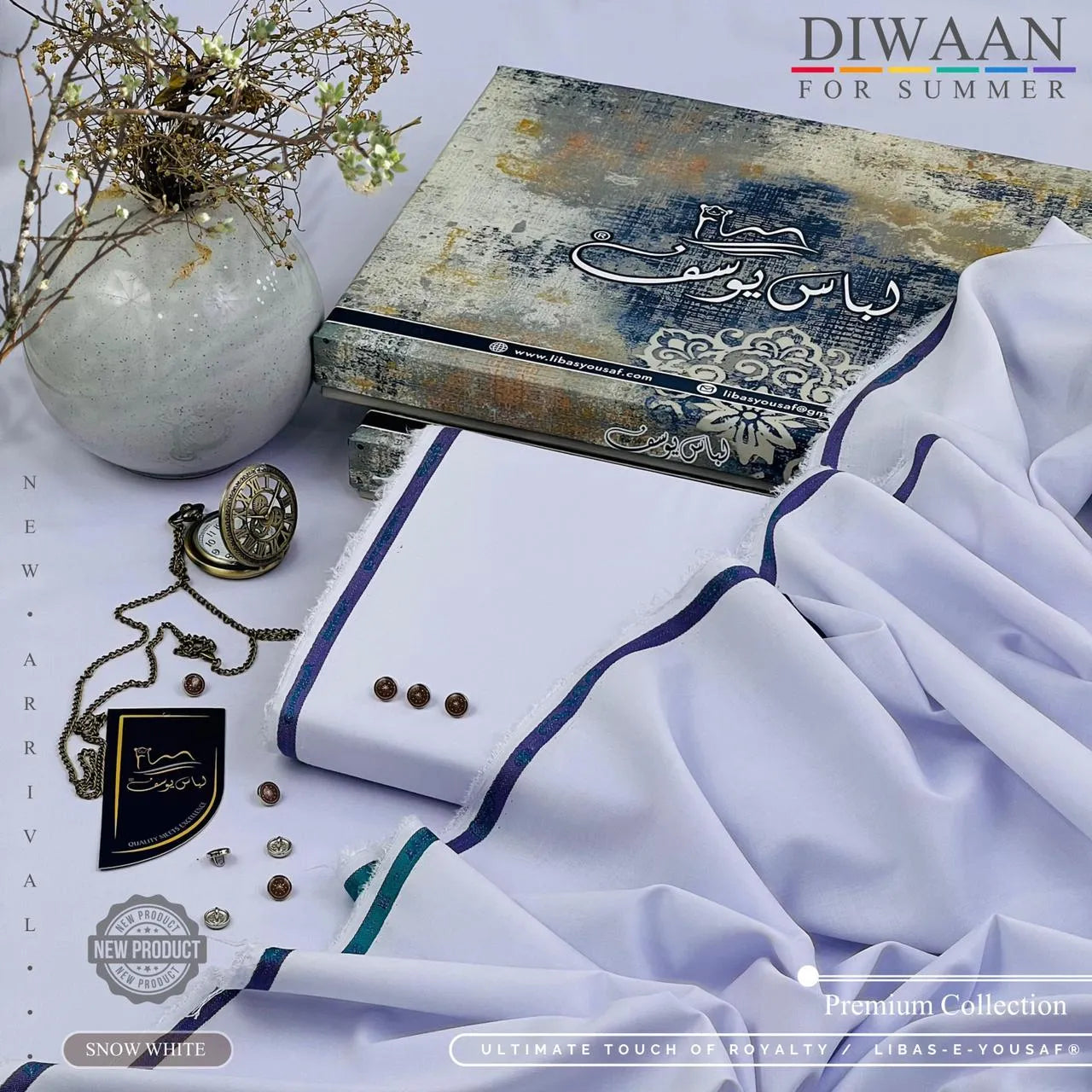 DIWAAN | Crafted by Libas e Yousaf | Wash & Wear | Summer | Snow White