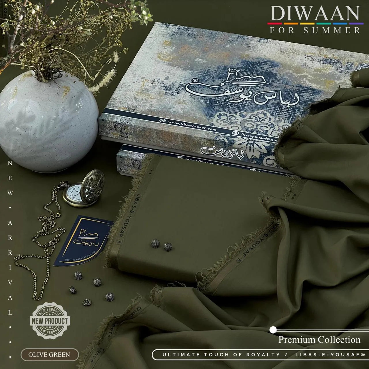 DIWAAN | Crafted by Libas e Yousaf | Wash & Wear | Summer | Olive Green