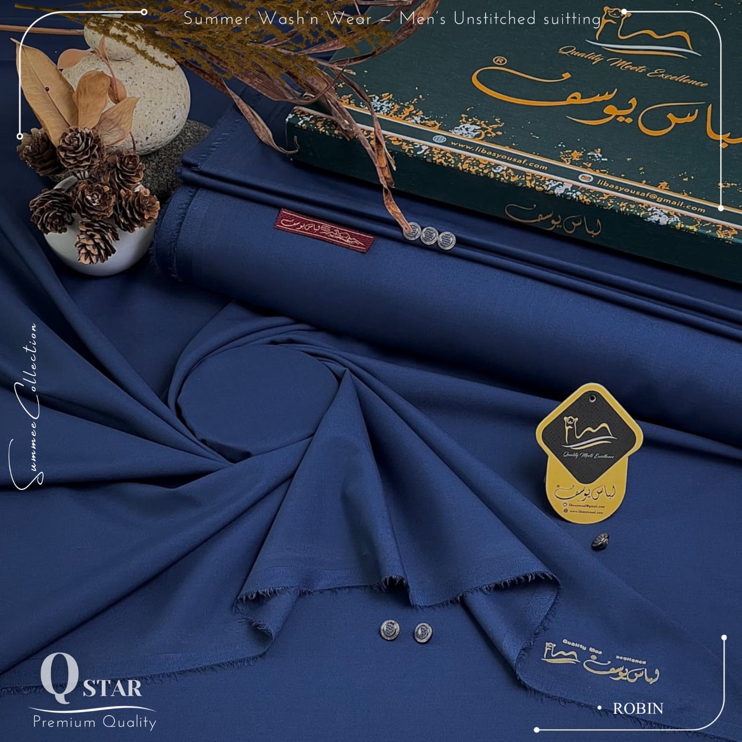 Q Star Wash & Wear Summer ( Unstitched ) ( Robin )