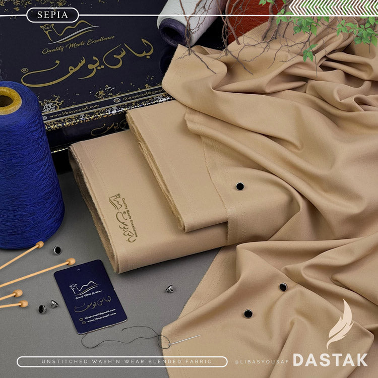 DASTAK - LUXURIOUS WASH'N WEAR - UNSTITCHED - SEPIA