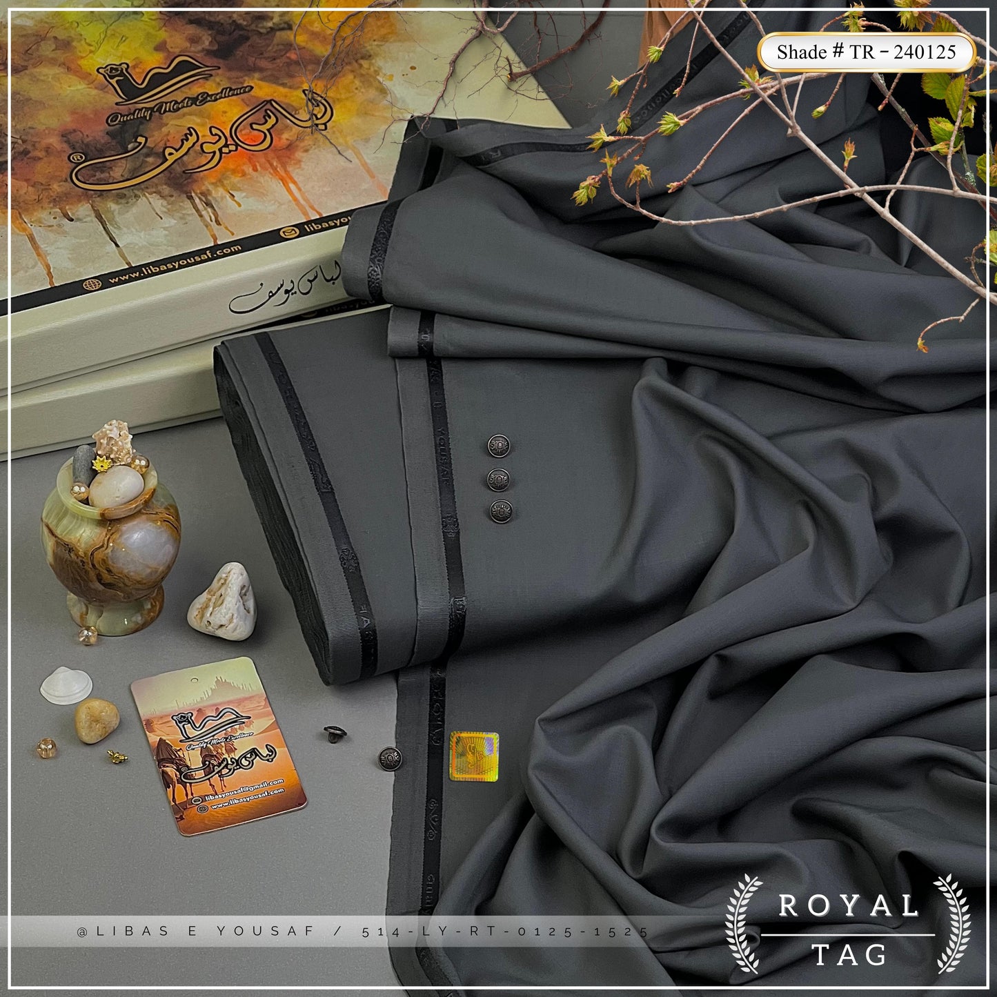 Royal Tag | Crafted by Libas e Yousaf | Wash & Wear | Summer | Iron Grey