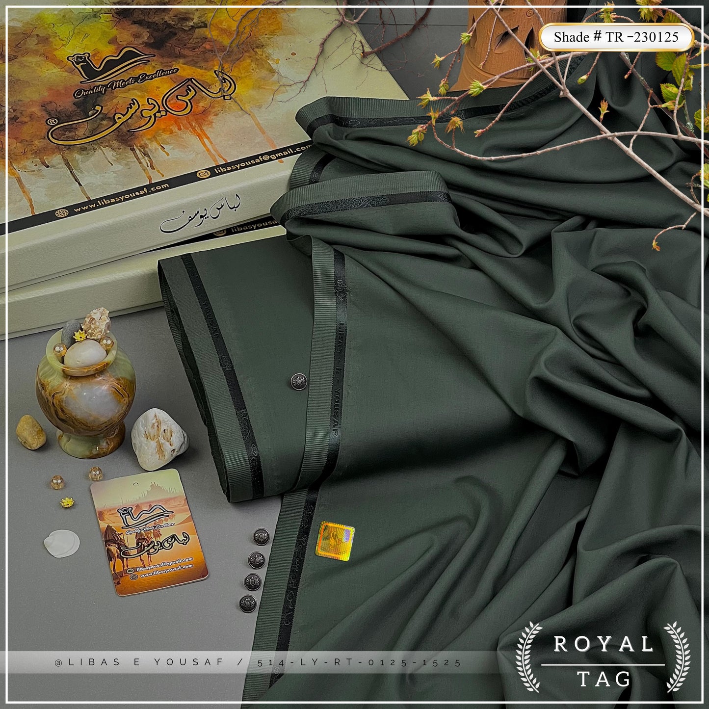 Royal Tag | Crafted by Libas e Yousaf | Wash & Wear | Summer | Army Green