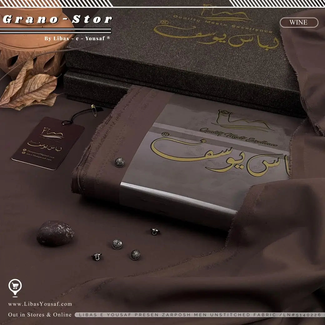 Grano Stor | Crafted by Libas e Yousaf | Wash & Wear | Winter Season | Wine