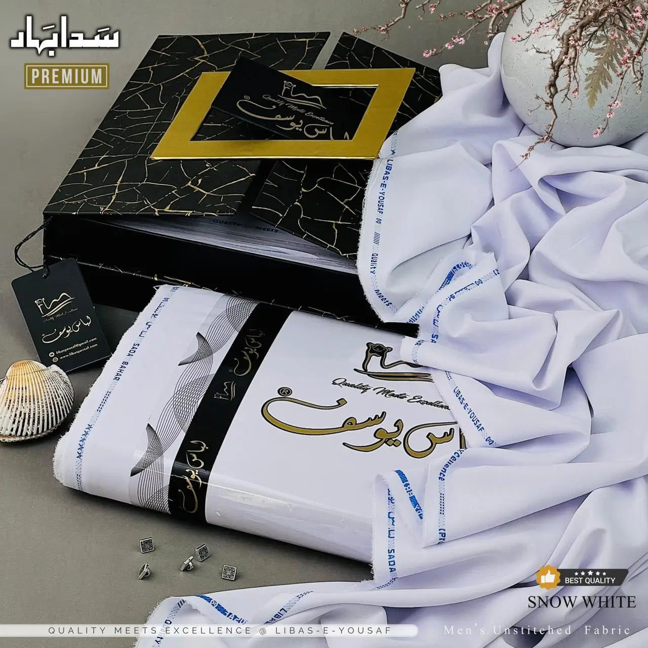 SADA BAHAR PREMIUM | Crafted by Libas e Yousaf | Wash & Wear | Summer Fabric | Snow White