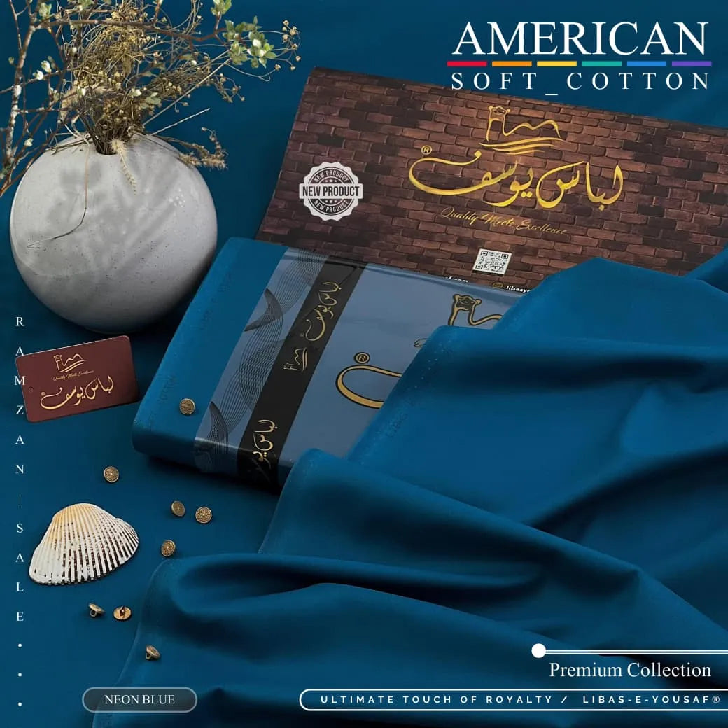 AMERICAN SOFT COTTON | UNSTITCHED | NEON BLUE