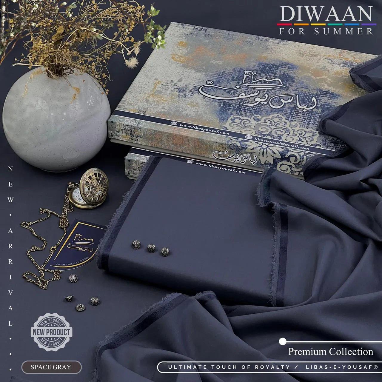 DIWAAN | Crafted by Libas e Yousaf | Wash & Wear | Summer | Space Gray