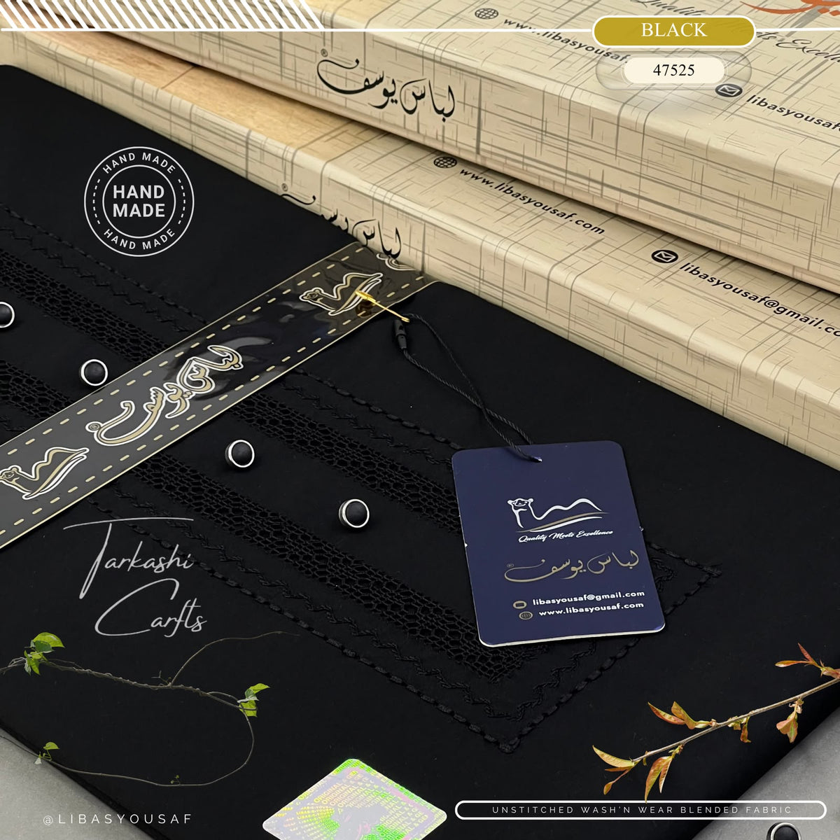 Tarkashi Four Seasons Wash'n Wear | Crafted by Libas e Yousaf | Black - 47525