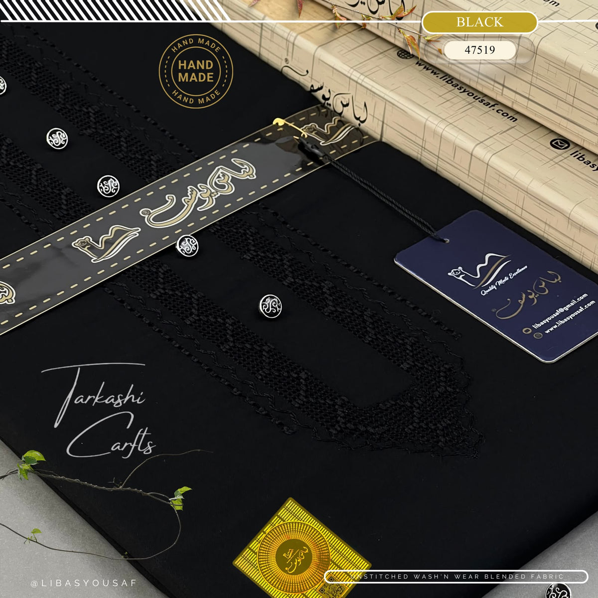 Tarkashi Four Seasons Wash'n Wear | Crafted by Libas e Yousaf | Black - 47519