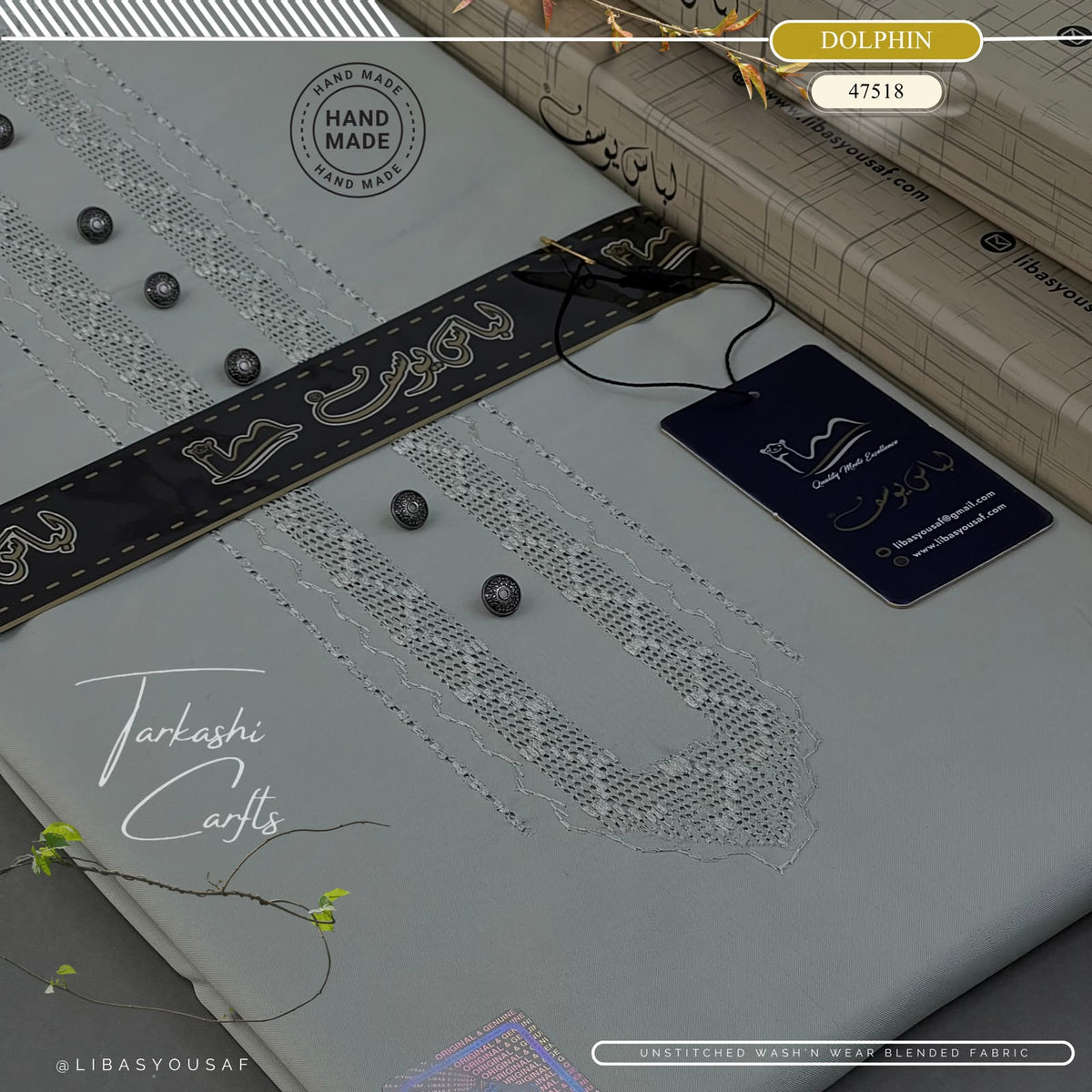 Tarkashi Four Seasons Wash'n Wear | Crafted by Libas e Yousaf | Dolphin - 47518